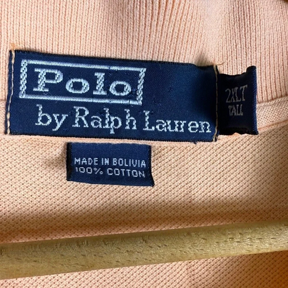 Polo by Ralph Lauren Mens 2XLT Peach Polo Shirt Short Sleeve Classic Fit‎